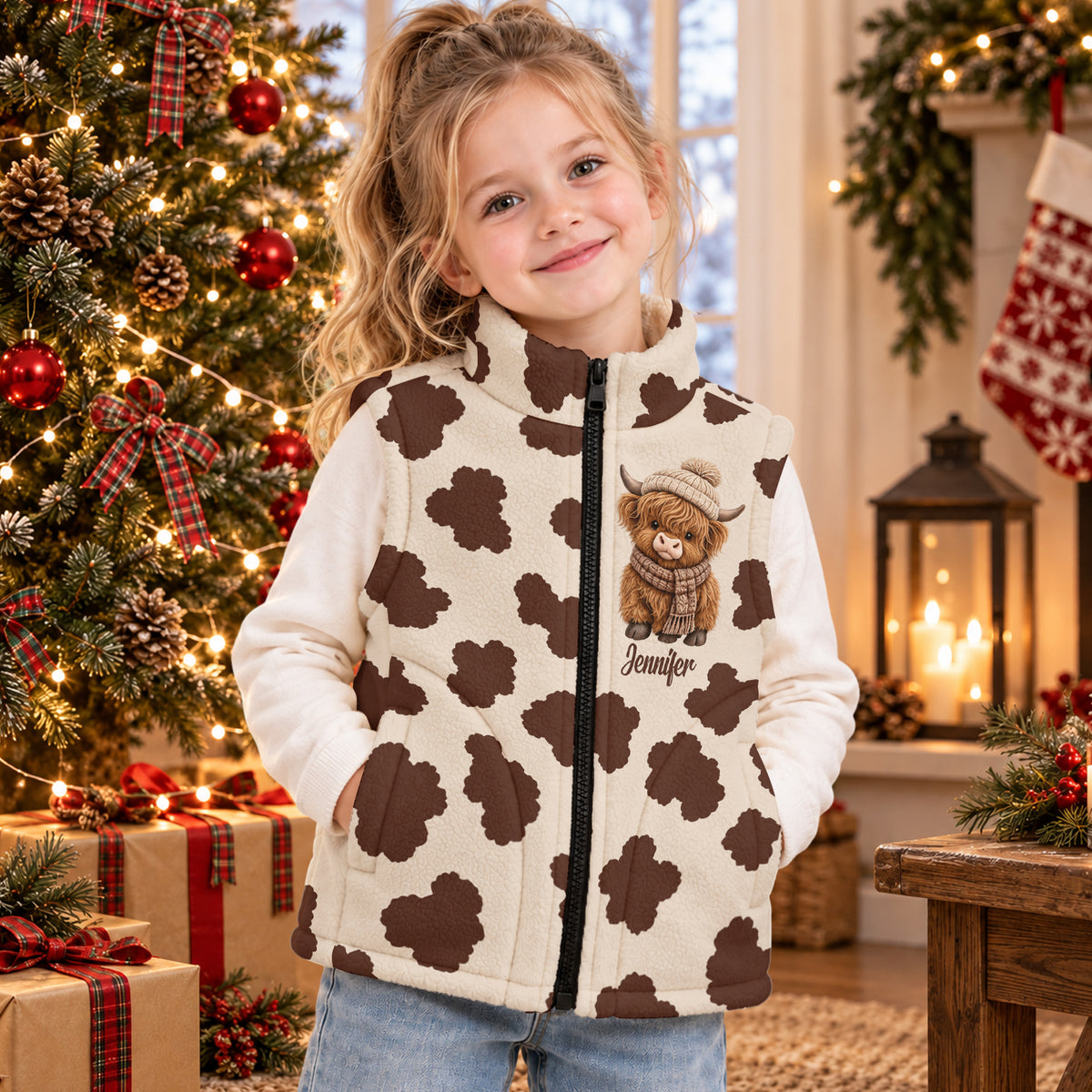 Love Highland Cow - Personalized Highland Cow Flannel Fleece Vest