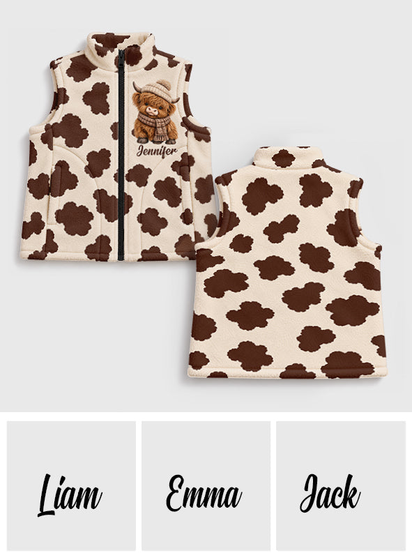 Love Highland Cow - Personalized Highland Cow Flannel Fleece Vest