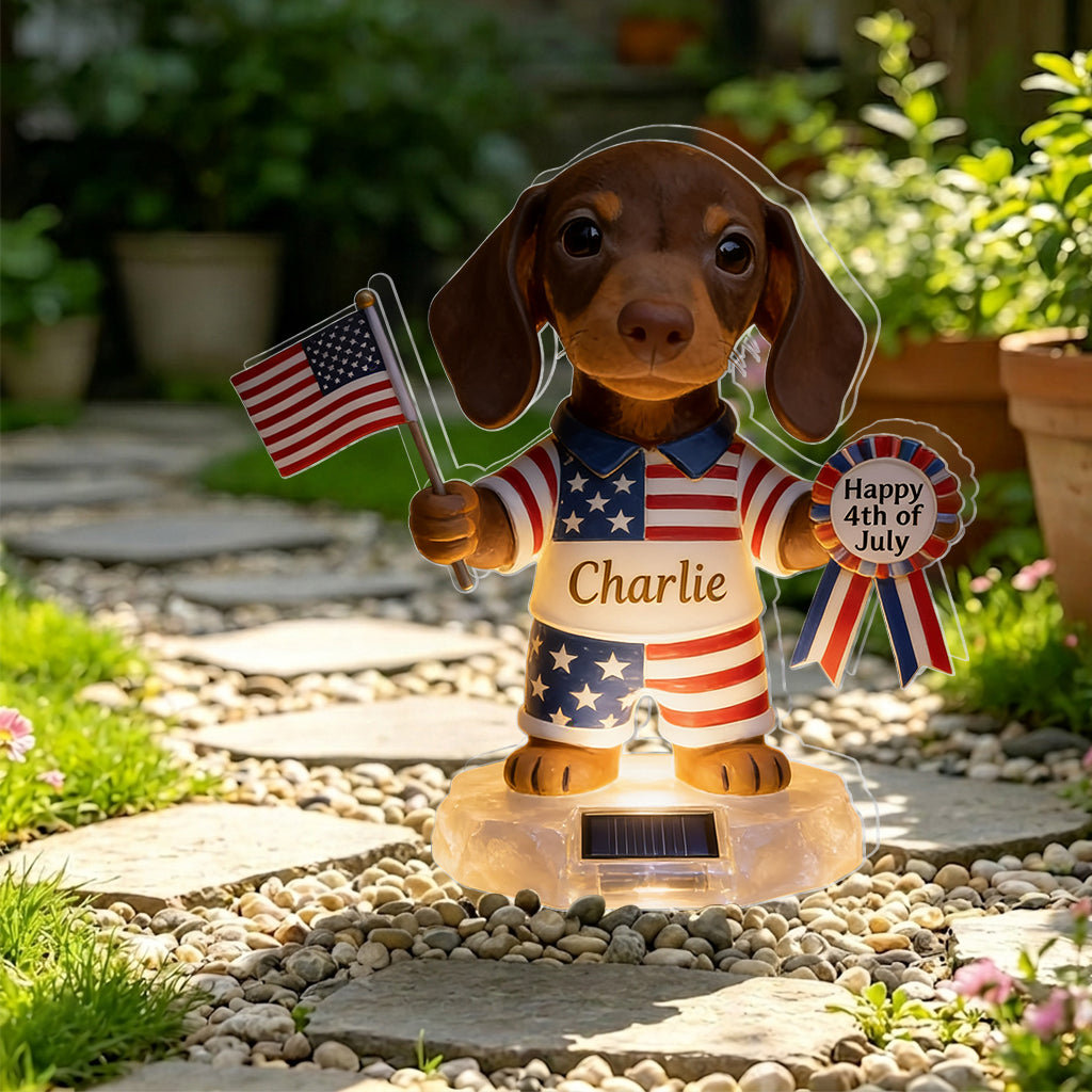 Frohen 4. Juli - Personalisierte Hundesolar-Acrylleuchte
