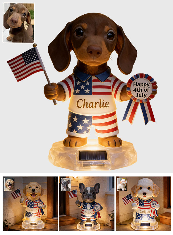 Frohen 4. Juli - Personalisierte Hundesolar-Acrylleuchte