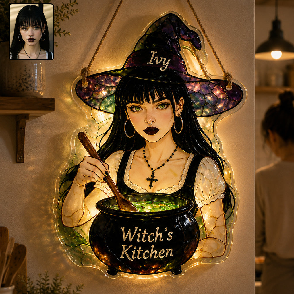 Witch's Kitchen - Personalized Witch Paper Towel Stand & Notebook & LED Acrylic Sign Gift Set