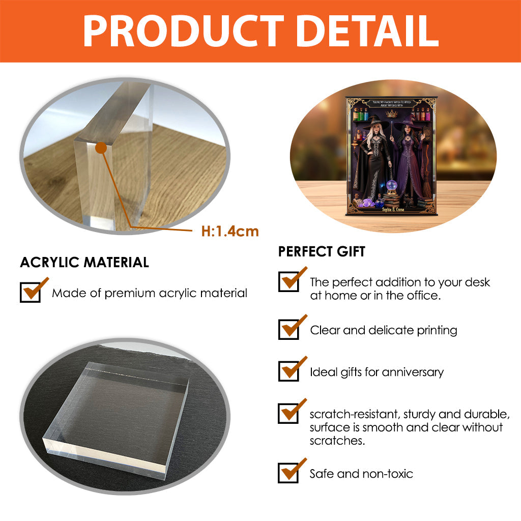 Wir sind nicht Sugar & Spice – Personalisierte Hexen-Acrylplakette in individueller Form