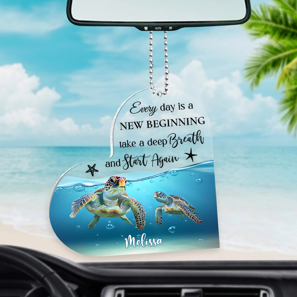 Start Again Positive Turtle - Personalized Turtle Transparent Car Ornament