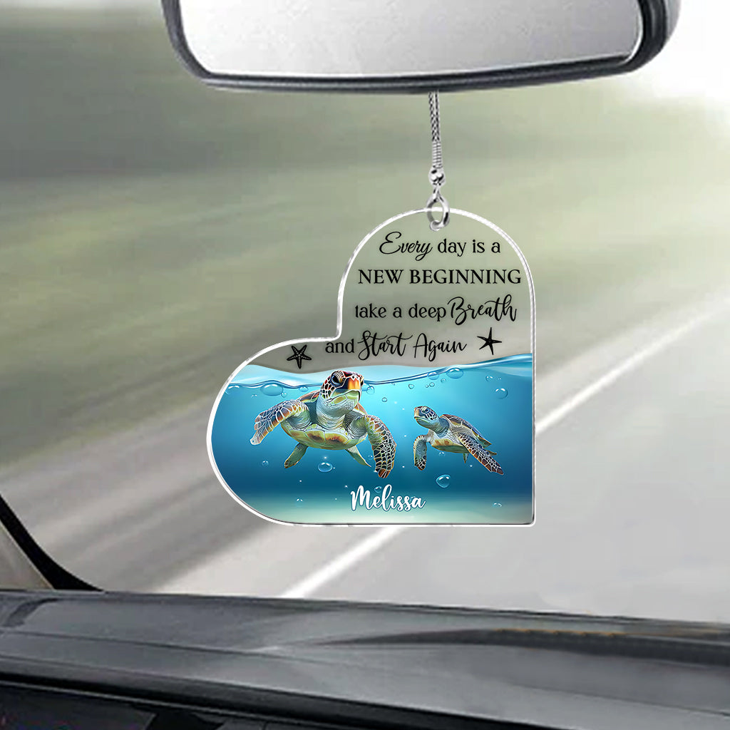 Start Again Positive Turtle - Personalized Turtle Transparent Car Ornament