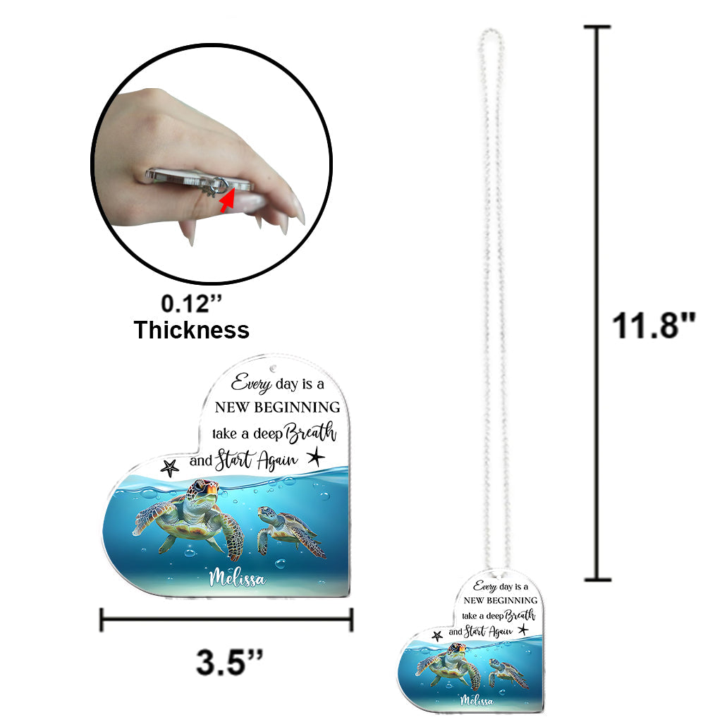 Start Again Positive Turtle - Personalized Turtle Transparent Car Ornament