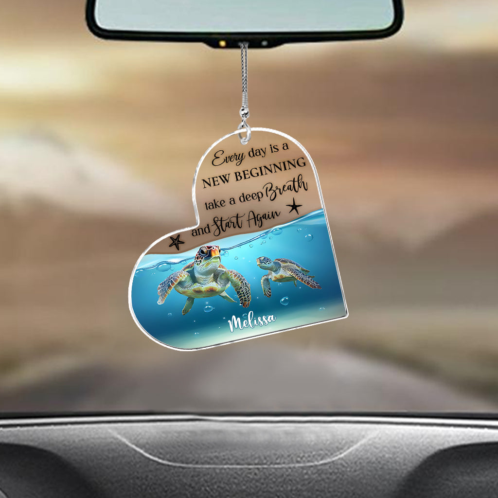 Start Again Positive Turtle - Personalized Turtle Transparent Car Ornament