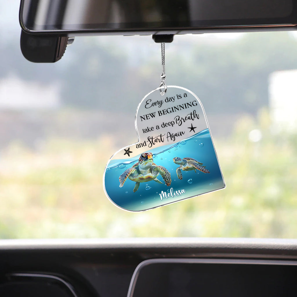 Start Again Positive Turtle - Personalized Turtle Transparent Car Ornament