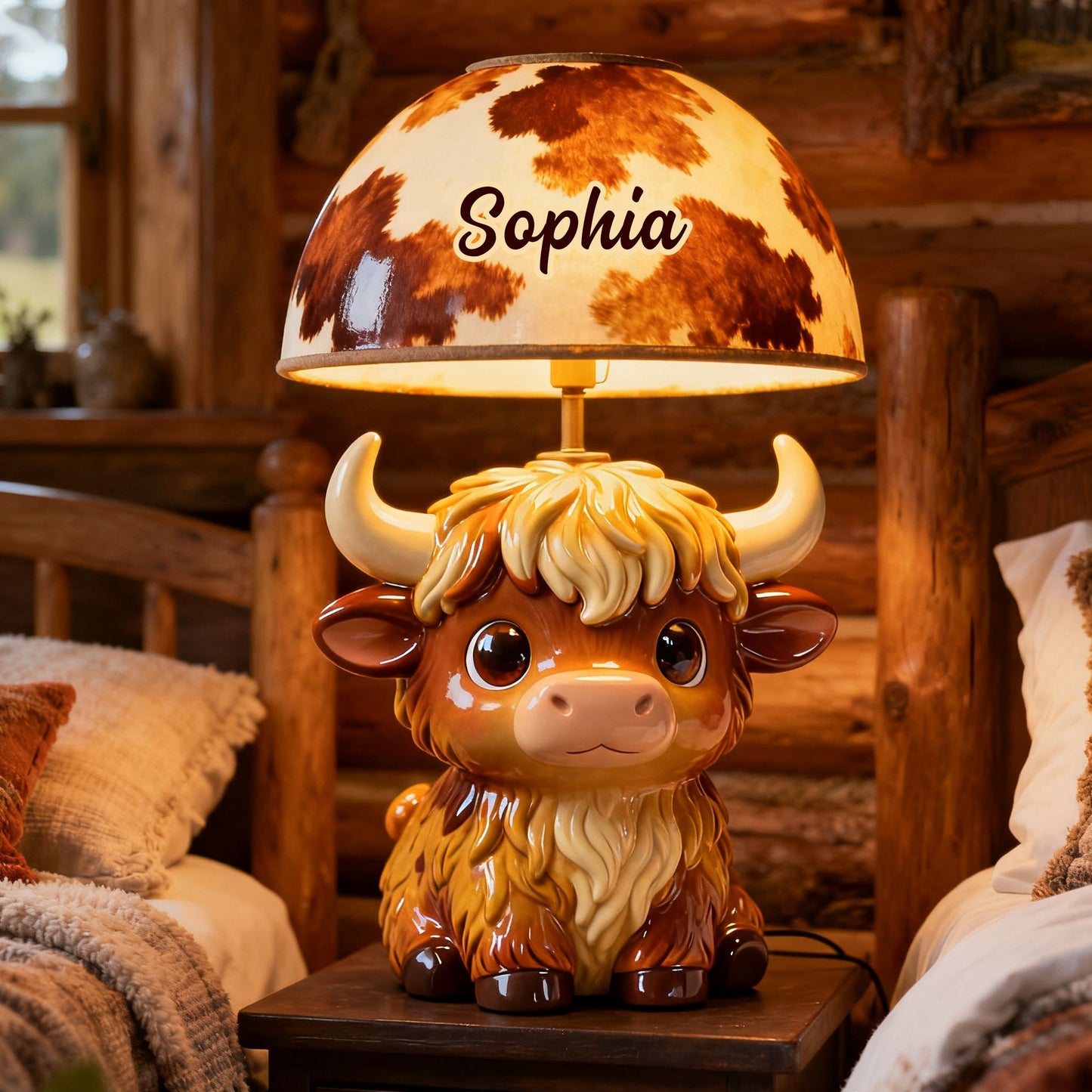 Cute Highland Cows - Personalized Highland Cow Acrylic LED Night Light