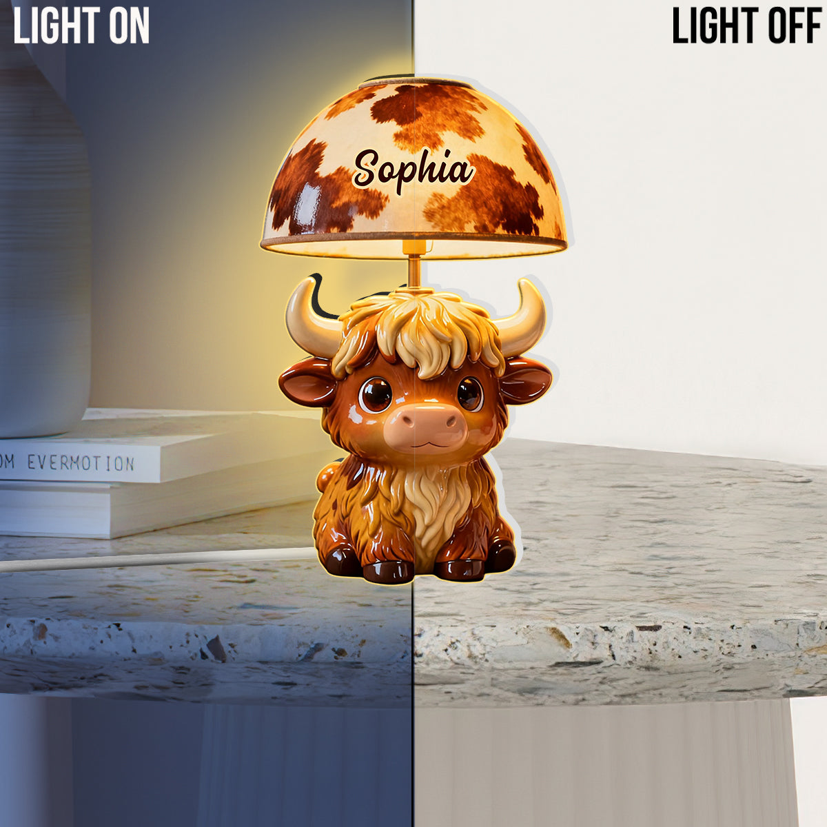 Cute Highland Cows - Personalized Highland Cow Acrylic LED Night Light