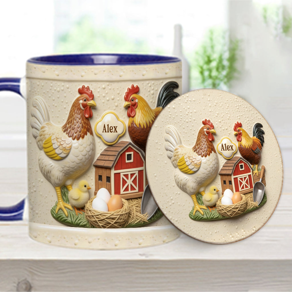 Love Chicken - Personalized Chicken Accent Mug & Coaster
