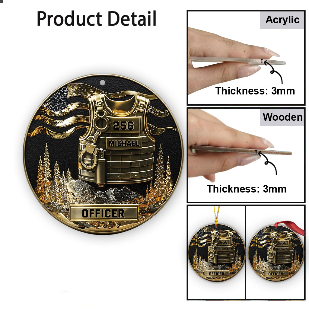 Dienen und schützen, frohe Weihnachten 2025 – personalisierter Polizei-Weihnachtsschmuck