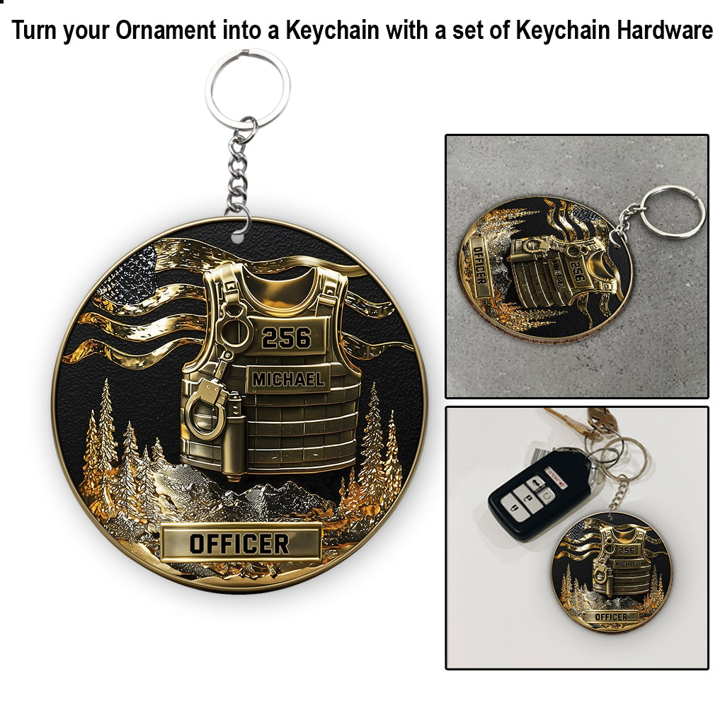Dienen und schützen, frohe Weihnachten 2025 – personalisierter Polizei-Weihnachtsschmuck