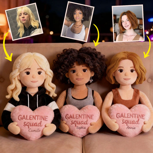Galentine Squad Party – Personalisiertes Kissen in Form der besten Freundin aus Kunstfell