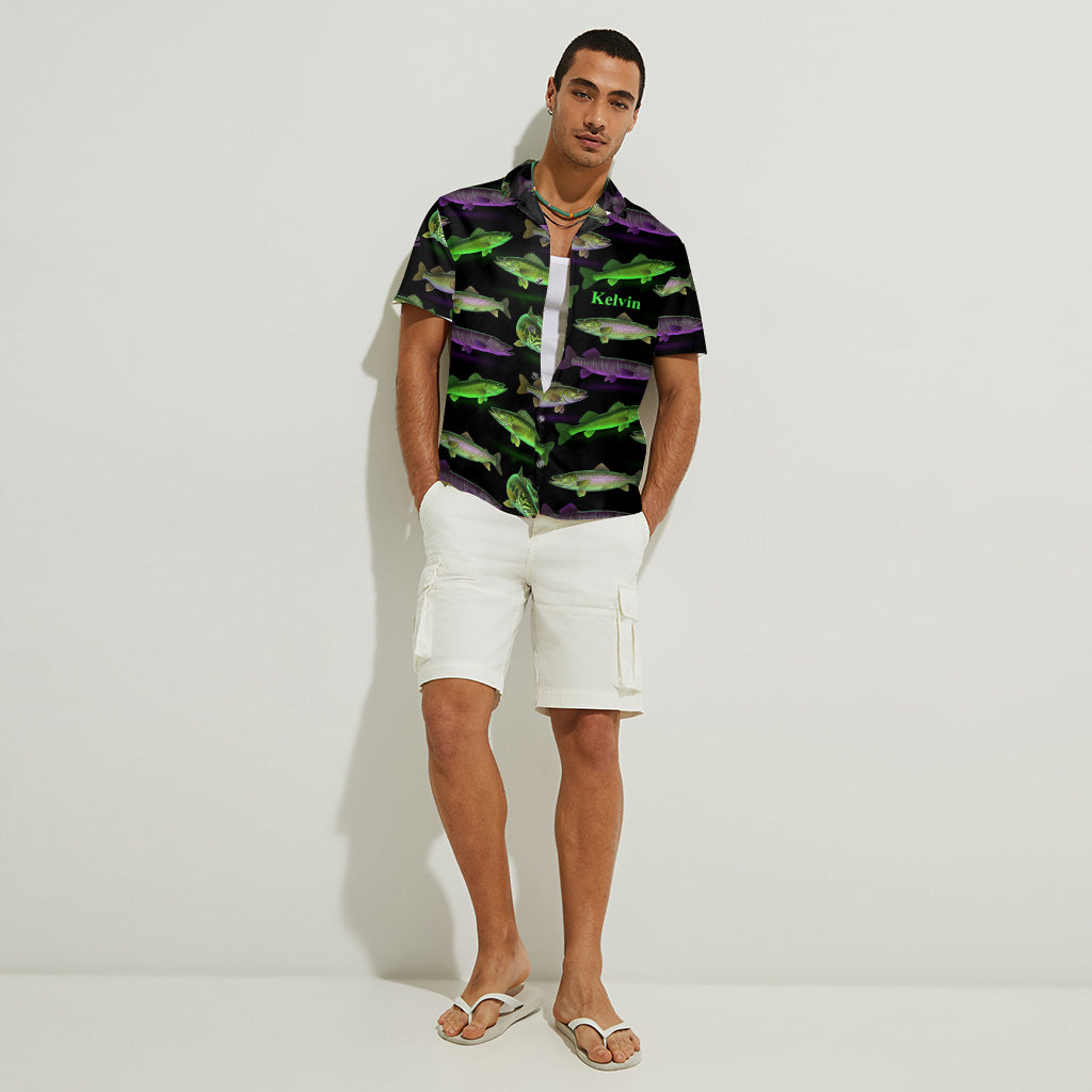 Neon Fishing Pattern - Personalized Fishing Hawaiian Shirt