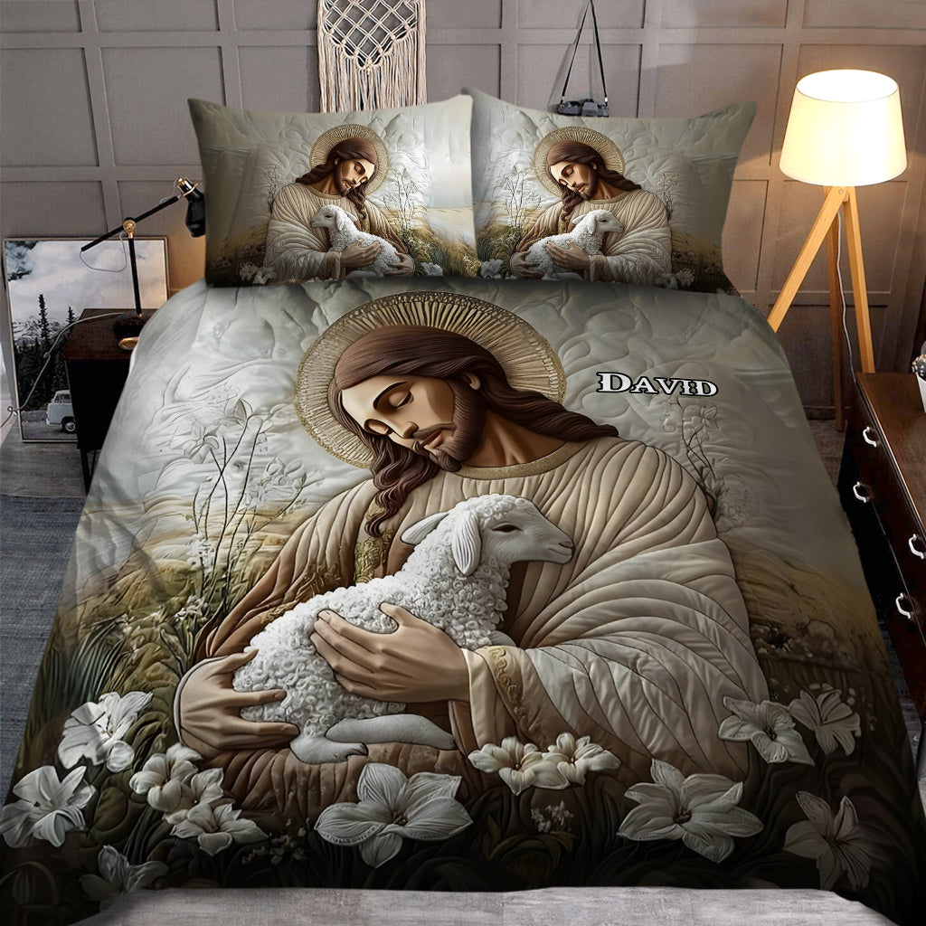 In seinen Armen – Personalisiertes christliches Bettwäscheset