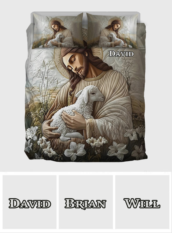 In seinen Armen – Personalisiertes christliches Bettwäscheset