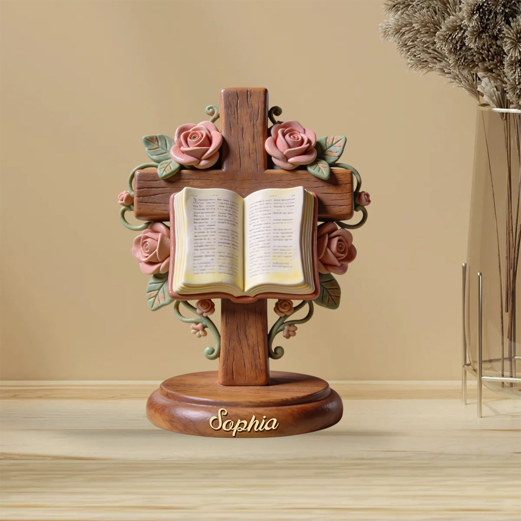 Cross with Bible - Personalized Christian Custom Shaped Acrylic Plaque