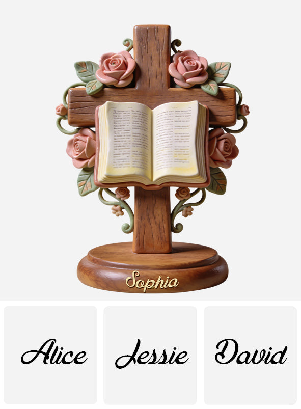Cross with Bible - Personalized Christian Custom Shaped Acrylic Plaque
