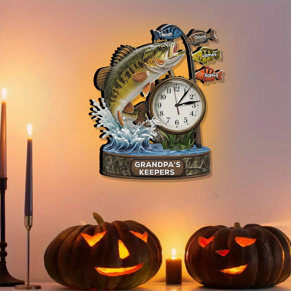 Dad's Best Catch - Personalized Fishing LED Light Wall Clock