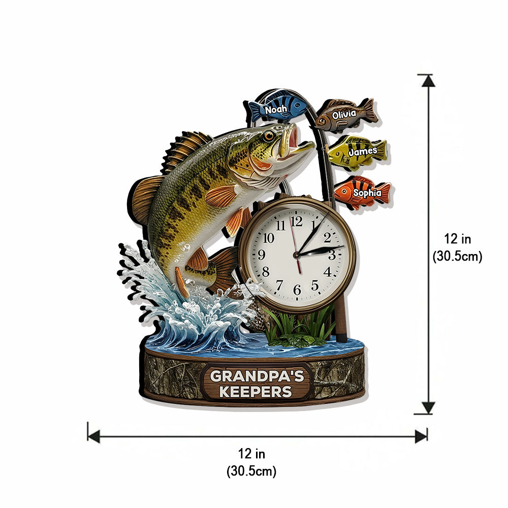 Dad's Best Catch - Personalized Fishing LED Light Wall Clock