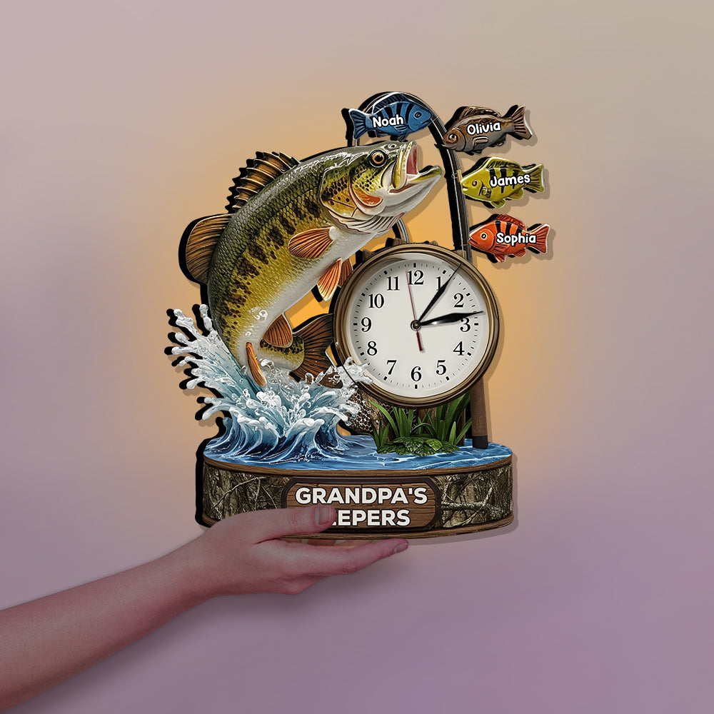 Dad's Best Catch - Personalized Fishing LED Light Wall Clock