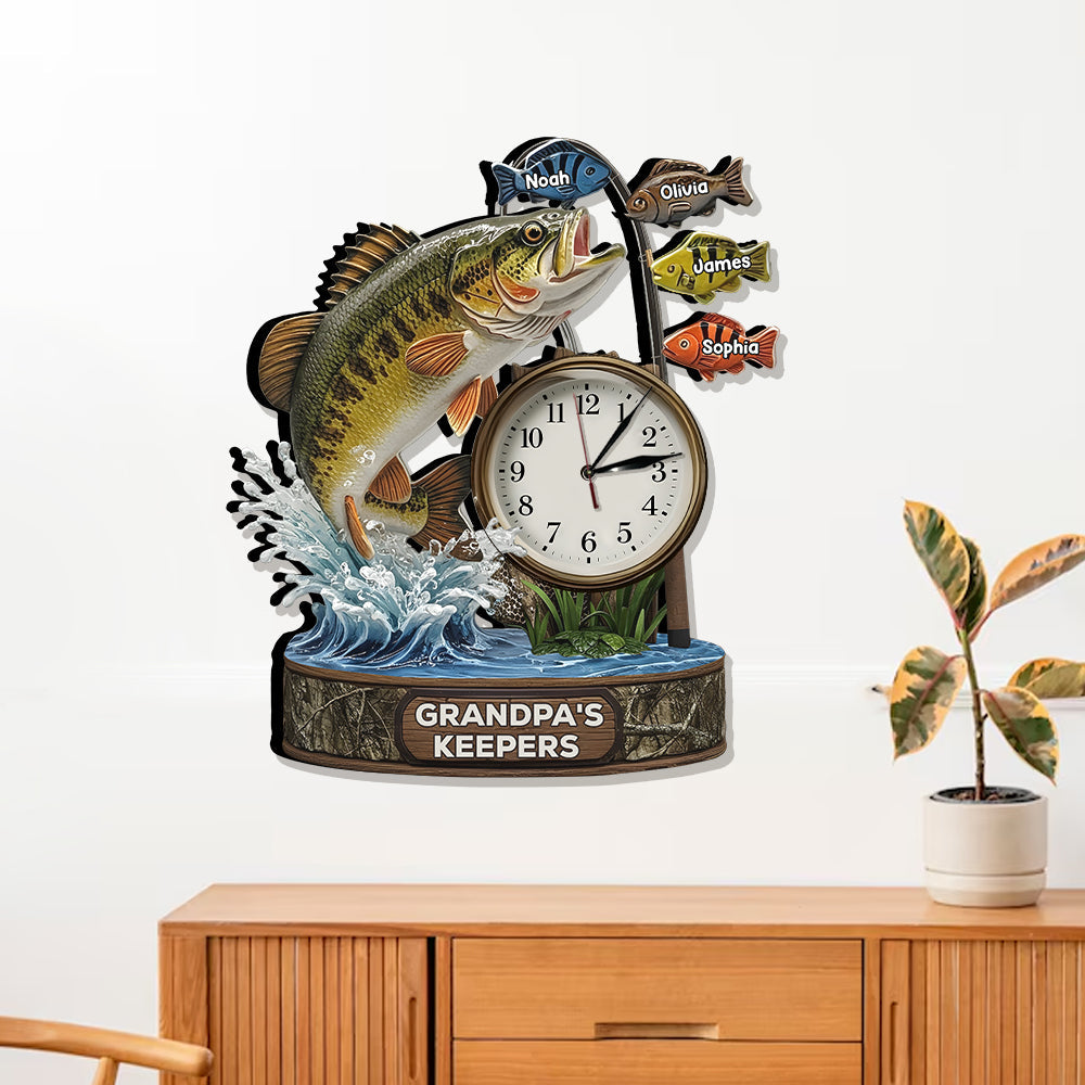 Dad's Best Catch - Personalized Fishing LED Light Wall Clock