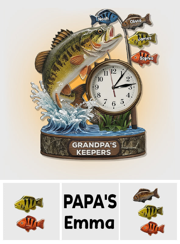 Dad's Best Catch - Personalized Fishing LED Light Wall Clock