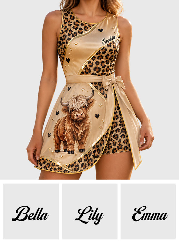 Liebe Highland Cow - Personalisierbares Highland Cow Wrap Skort Kleid