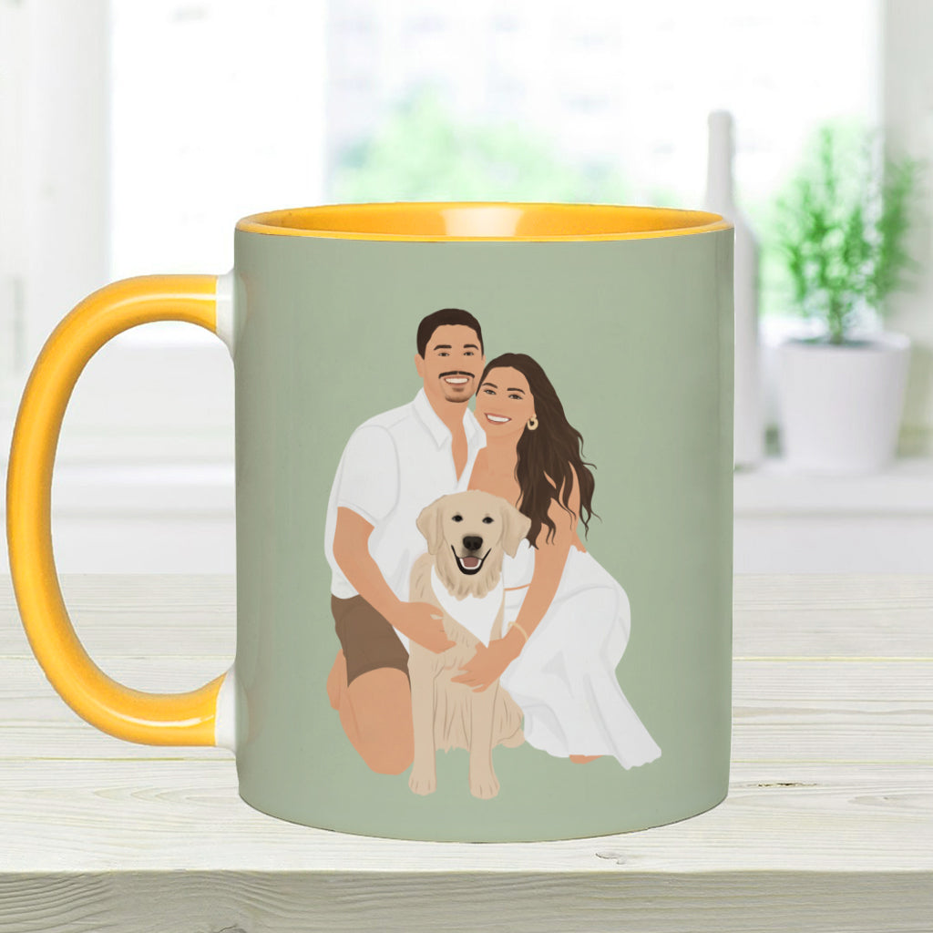 Unique Gift Drawing From Photo - Minimalist Style - Personalized Dog Accent Mug
