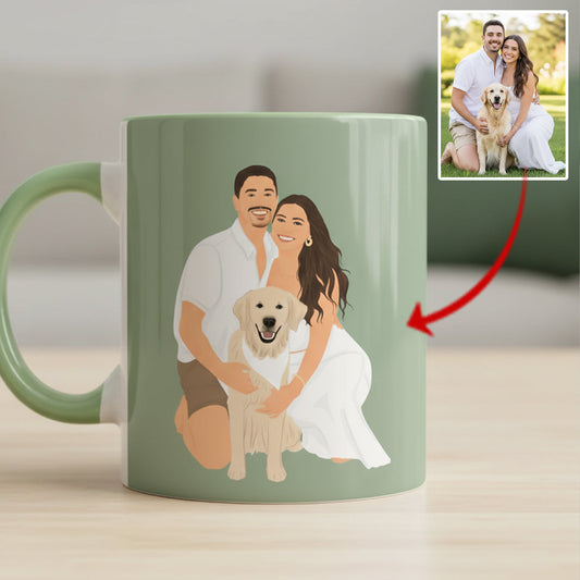 Einzigartiges Geschenk: Zeichnung nach Foto – Minimalistischer Stil – Personalisierte Tasse mit Hundemotiv