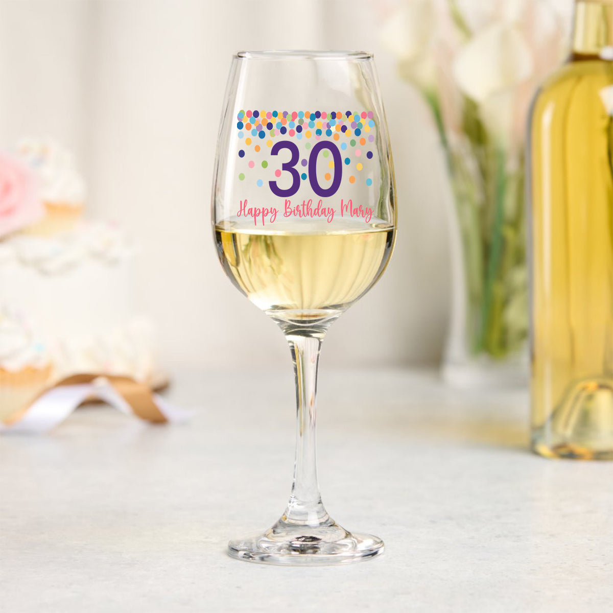 Happy Birthday - Personalized Birthday Wine Glass With Long Stem