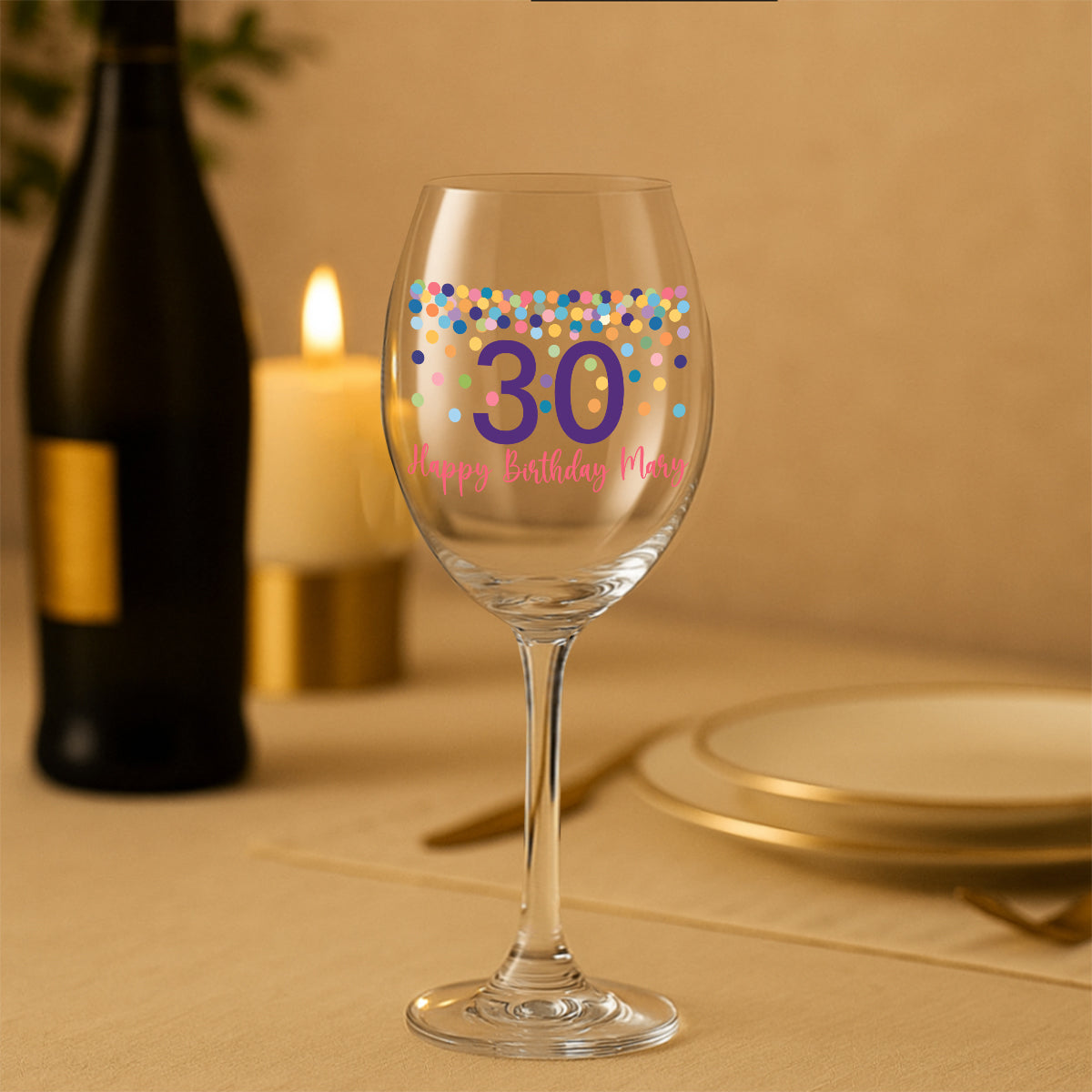 Happy Birthday - Personalized Birthday Wine Glass With Long Stem