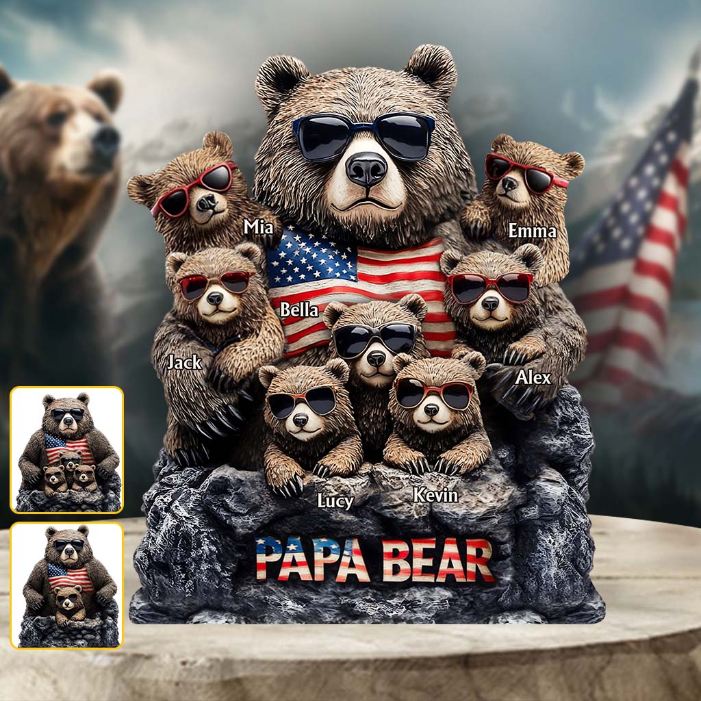 Papa Bear - Personalized Father Custom Shaped Acrylic Plaque