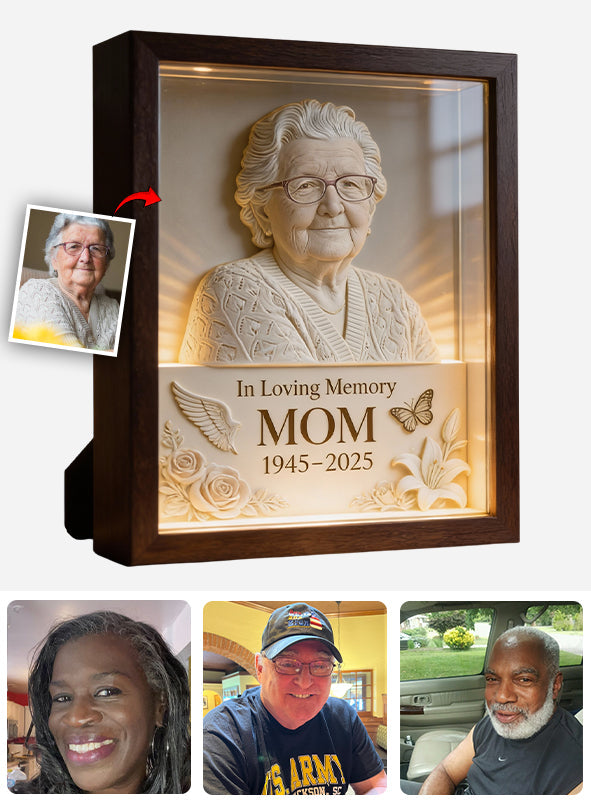 In Loving Memory - Personalized Memorial Wooden Frame LED Light