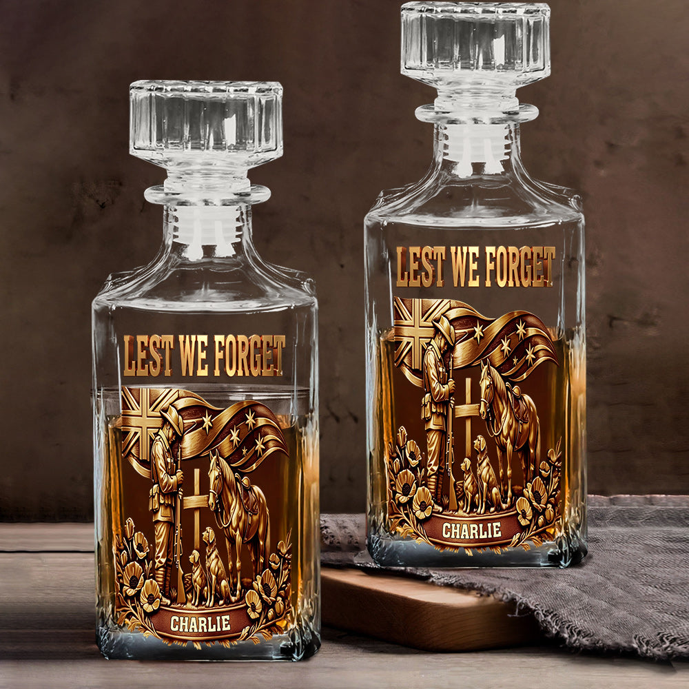 Lest We Forget, Anzac Day - Personalized Veteran Whiskey Decanter Set