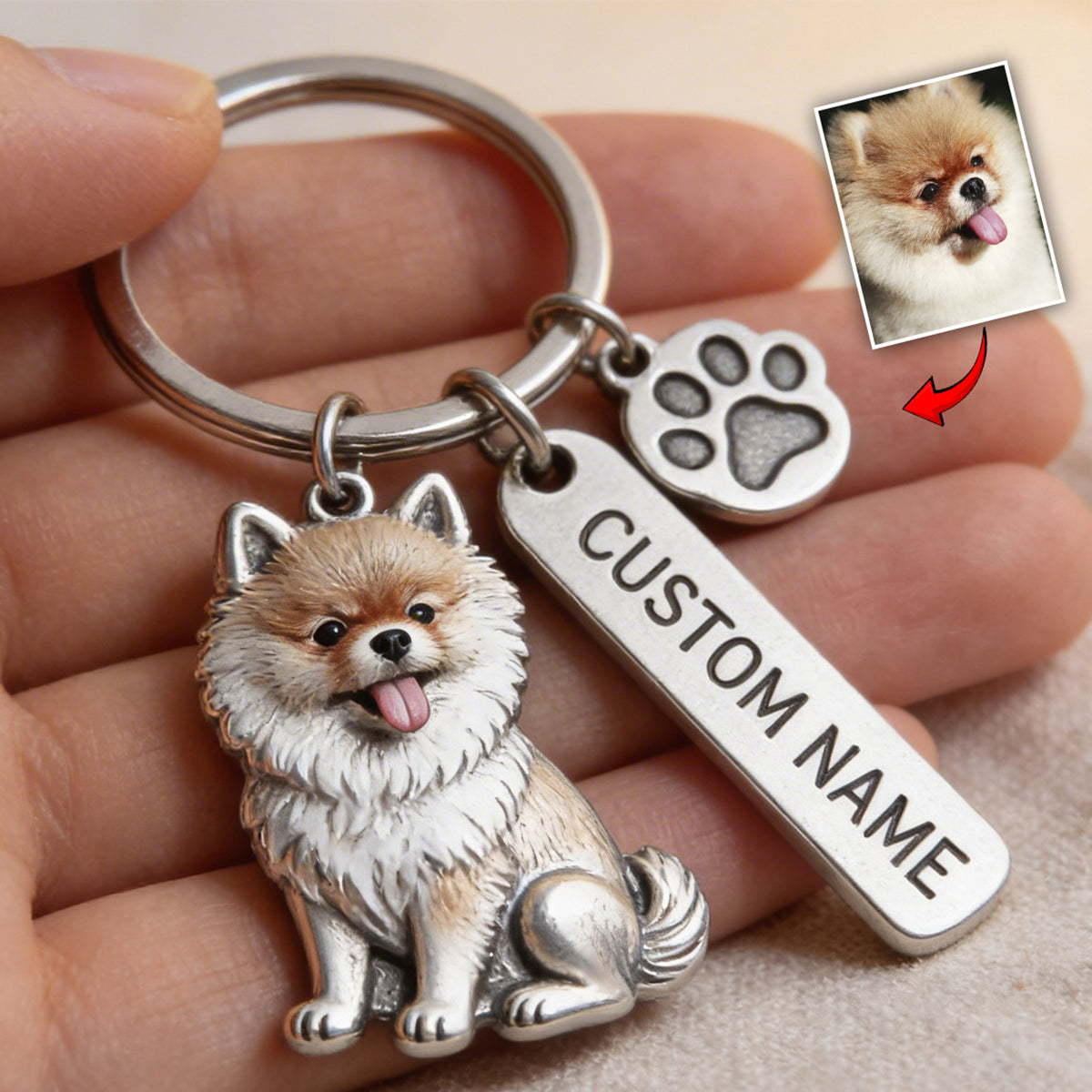 Personalized German Shepherd Dog Keychain with Charm, Custom Name German Shepherd Dog Paw Keyring, Pet Gift