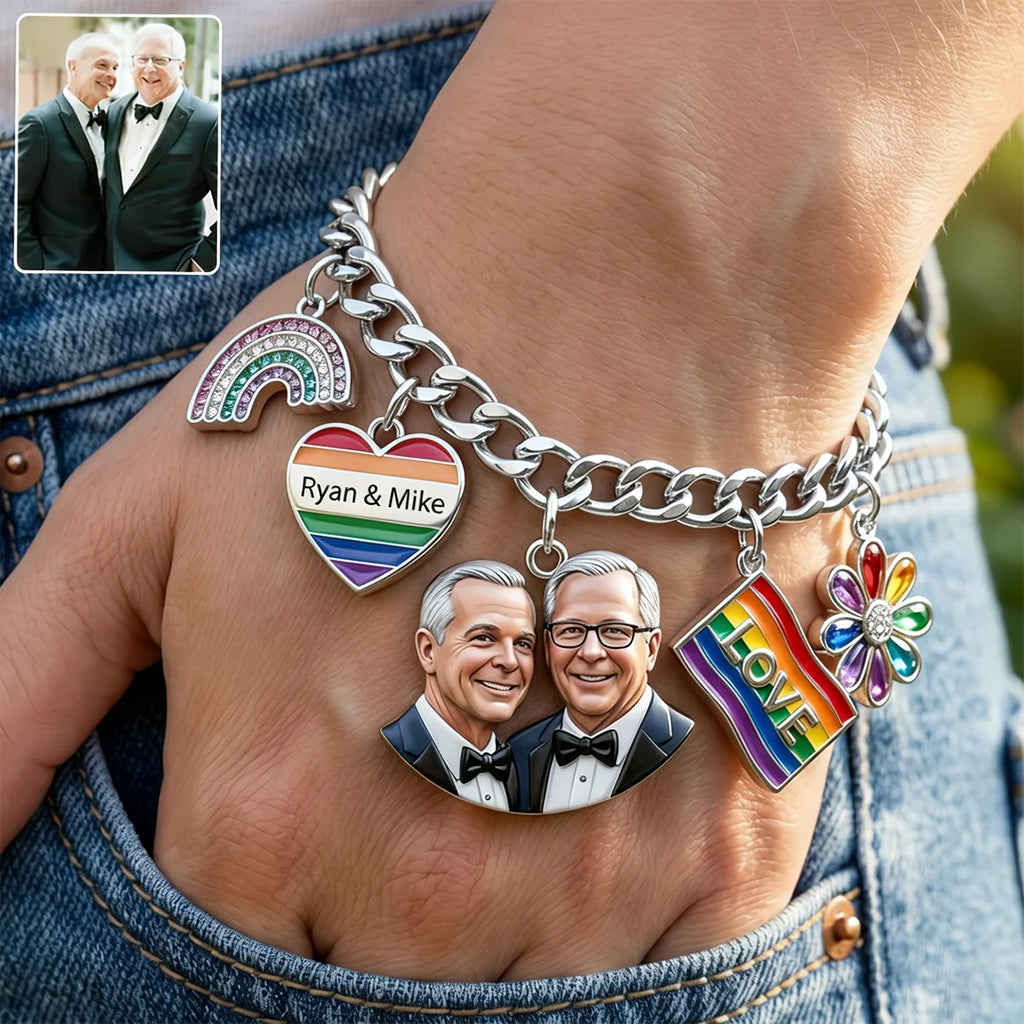 Liebe ist Liebe - Personalisierbares LGBT Unterstützungsarmband mit Charms