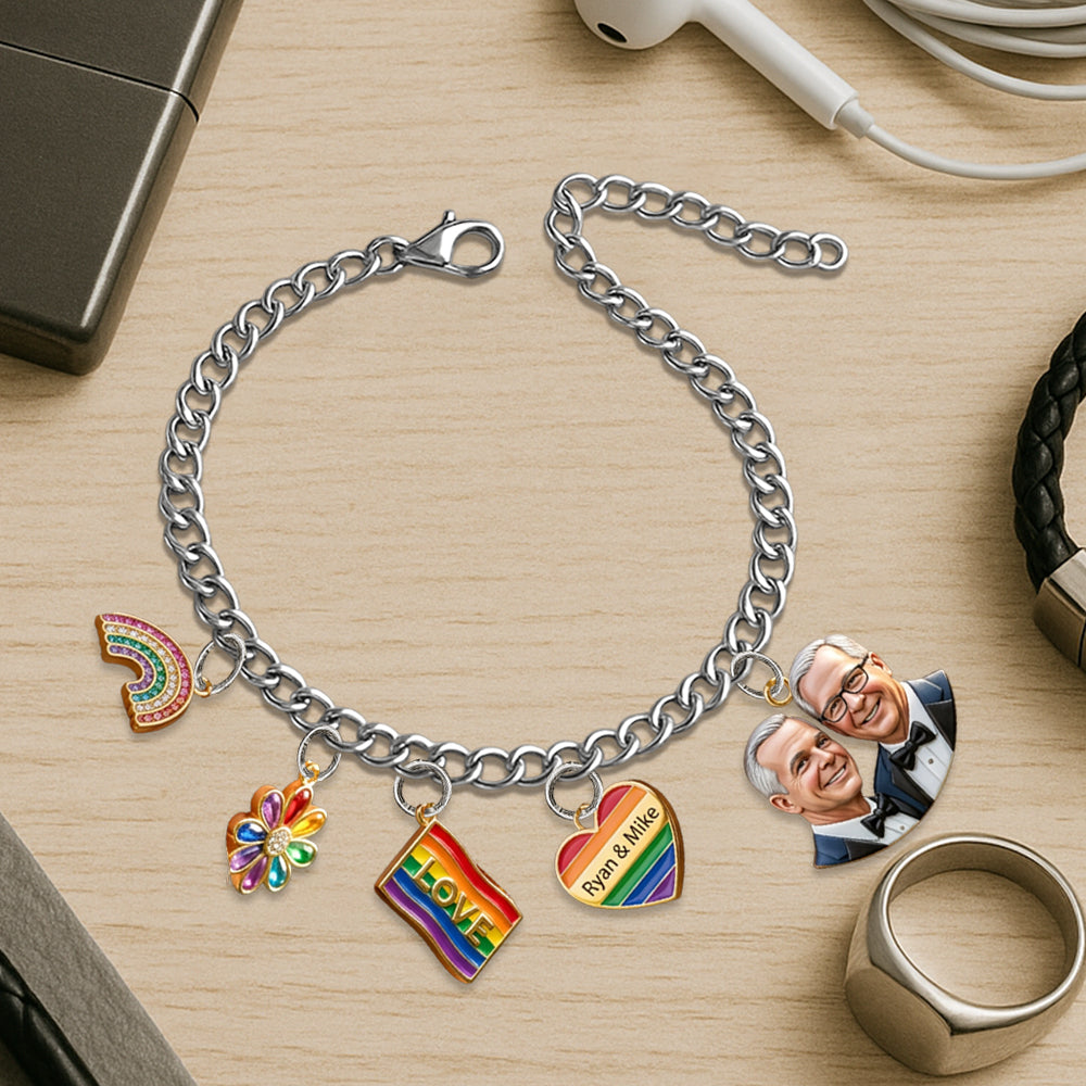 Liebe ist Liebe - Personalisierbares LGBT Unterstützungsarmband mit Charms