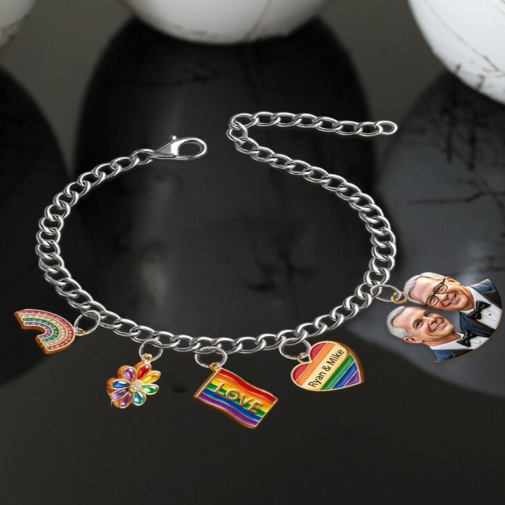 Liebe ist Liebe - Personalisierbares LGBT Unterstützungsarmband mit Charms