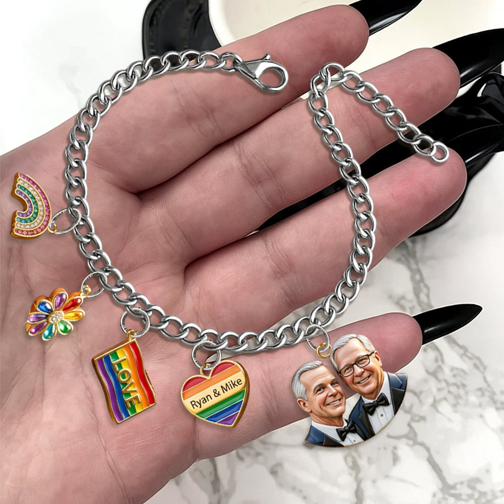 Liebe ist Liebe - Personalisierbares LGBT Unterstützungsarmband mit Charms