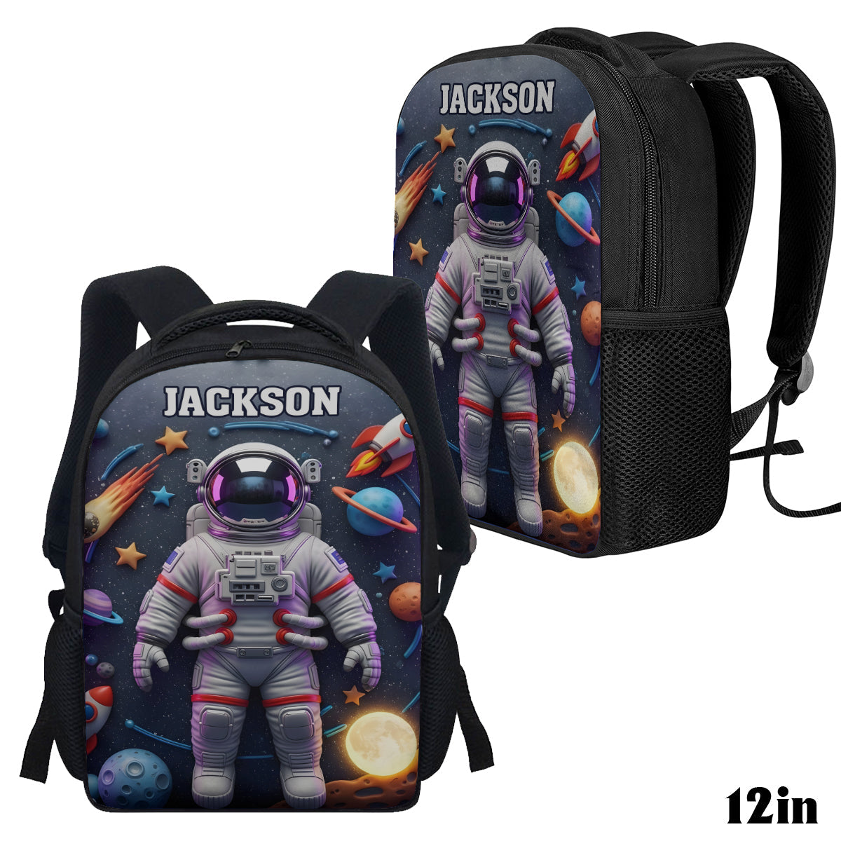 Astronaut und Weltraum – Personalisierter multifunktionaler Kinderrucksack