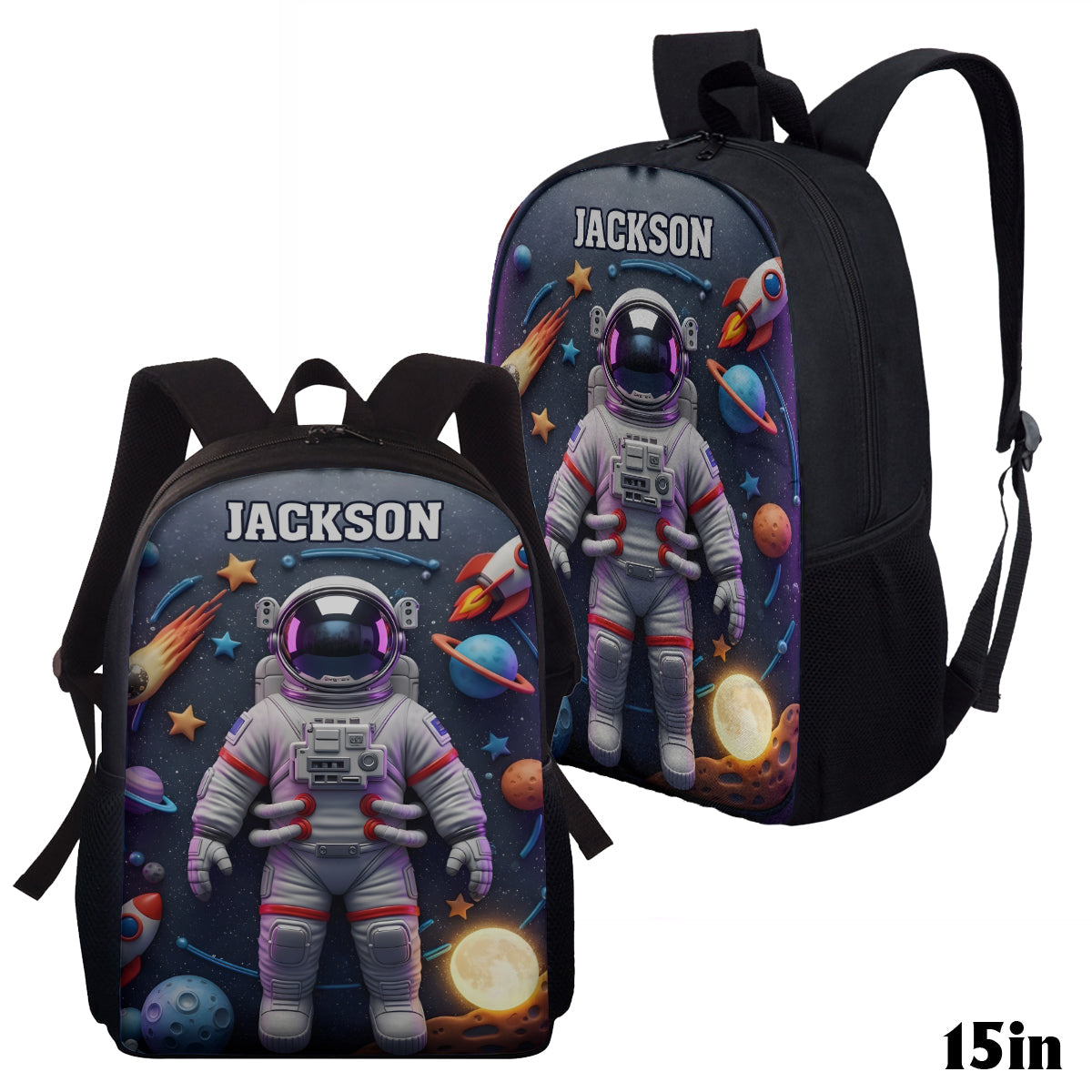 Astronaut und Weltraum – Personalisierter multifunktionaler Kinderrucksack