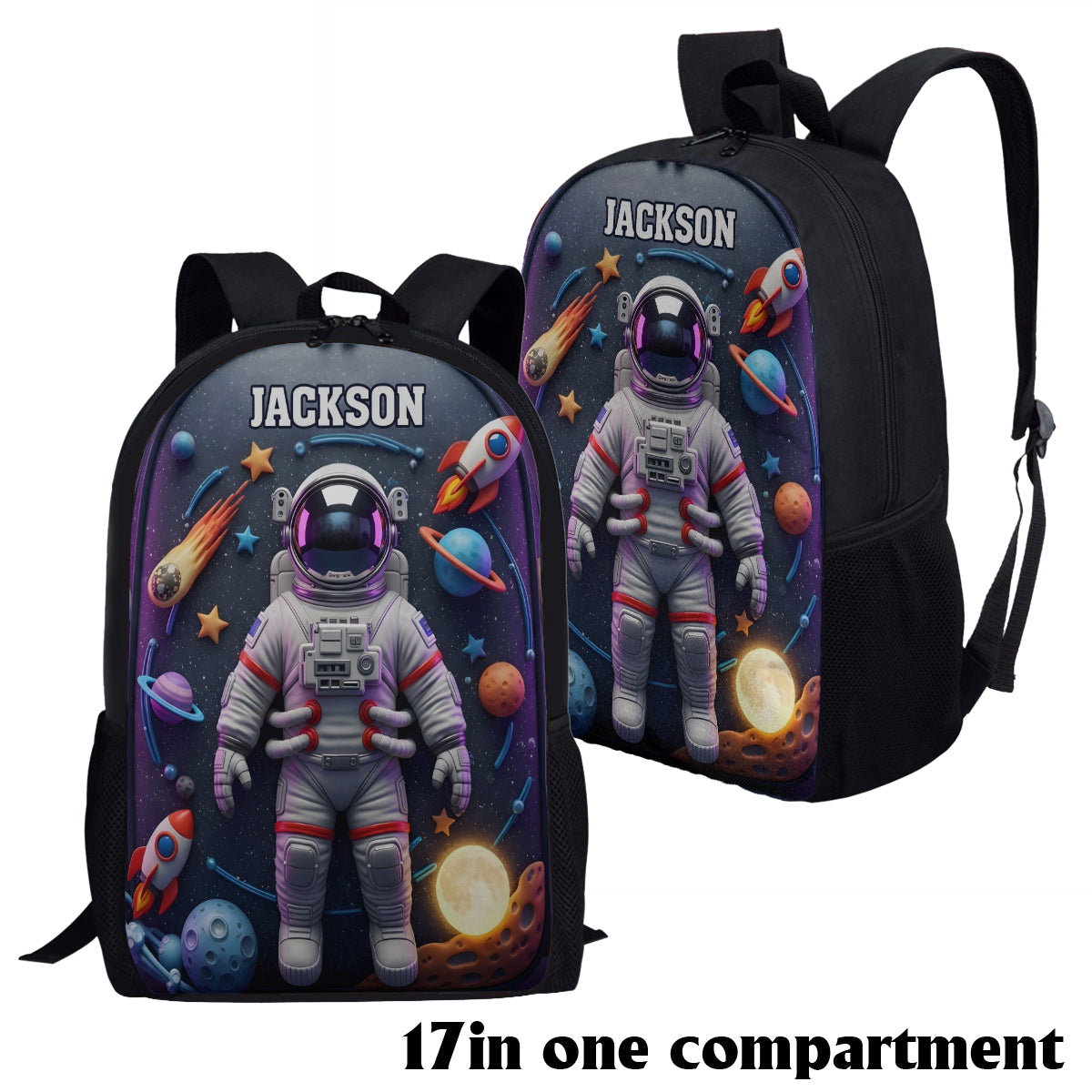 Astronaut und Weltraum – Personalisierter multifunktionaler Kinderrucksack