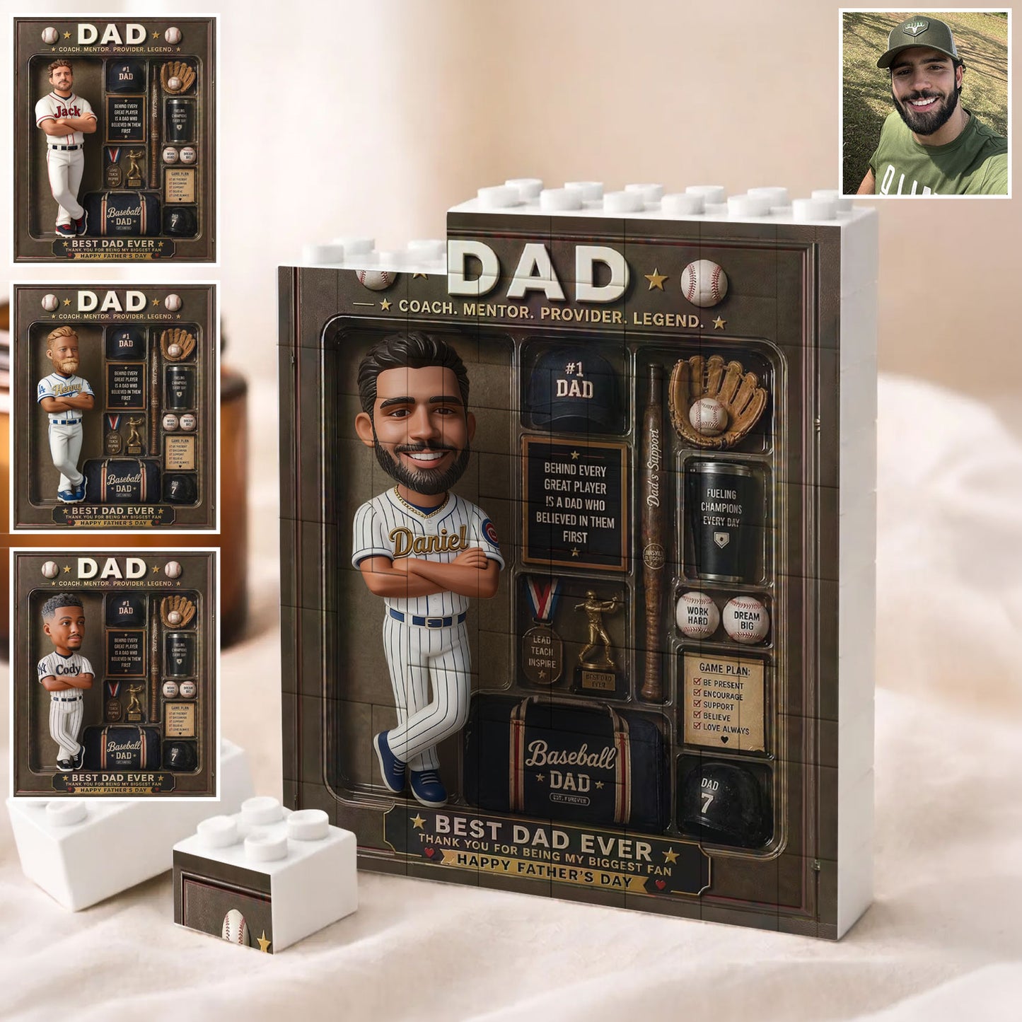Bester Papa Aller Zeiten - Personalisierte Baseball-förmige Bauklötze