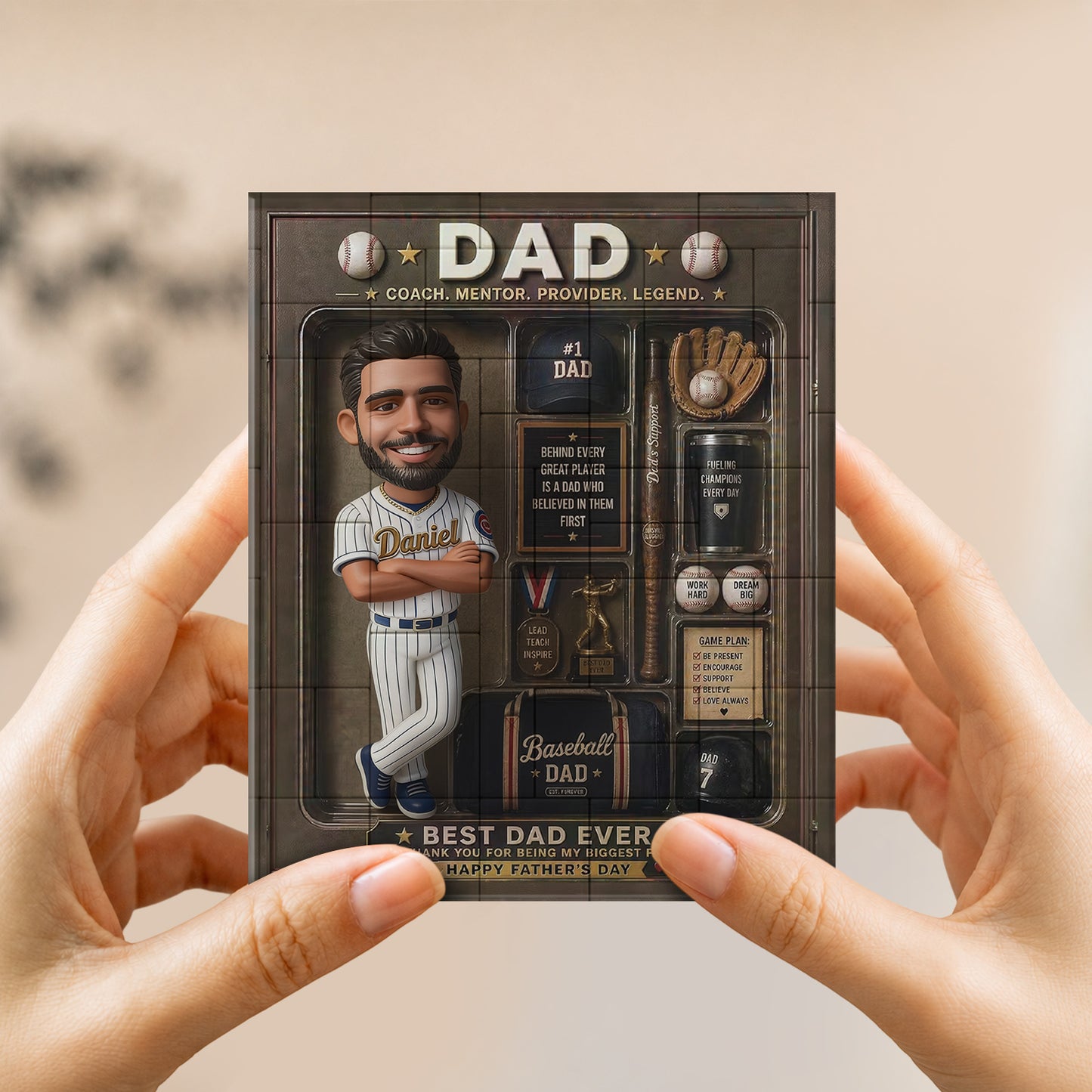 Bester Papa Aller Zeiten - Personalisierte Baseball-förmige Bauklötze