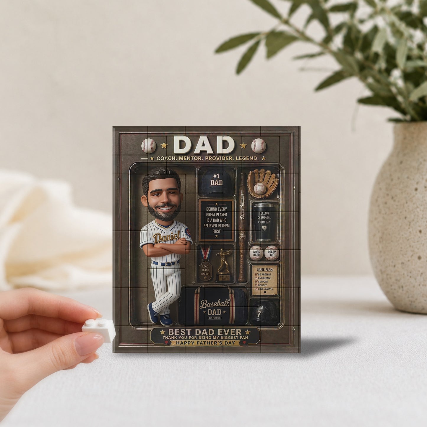 Bester Papa Aller Zeiten - Personalisierte Baseball-förmige Bauklötze