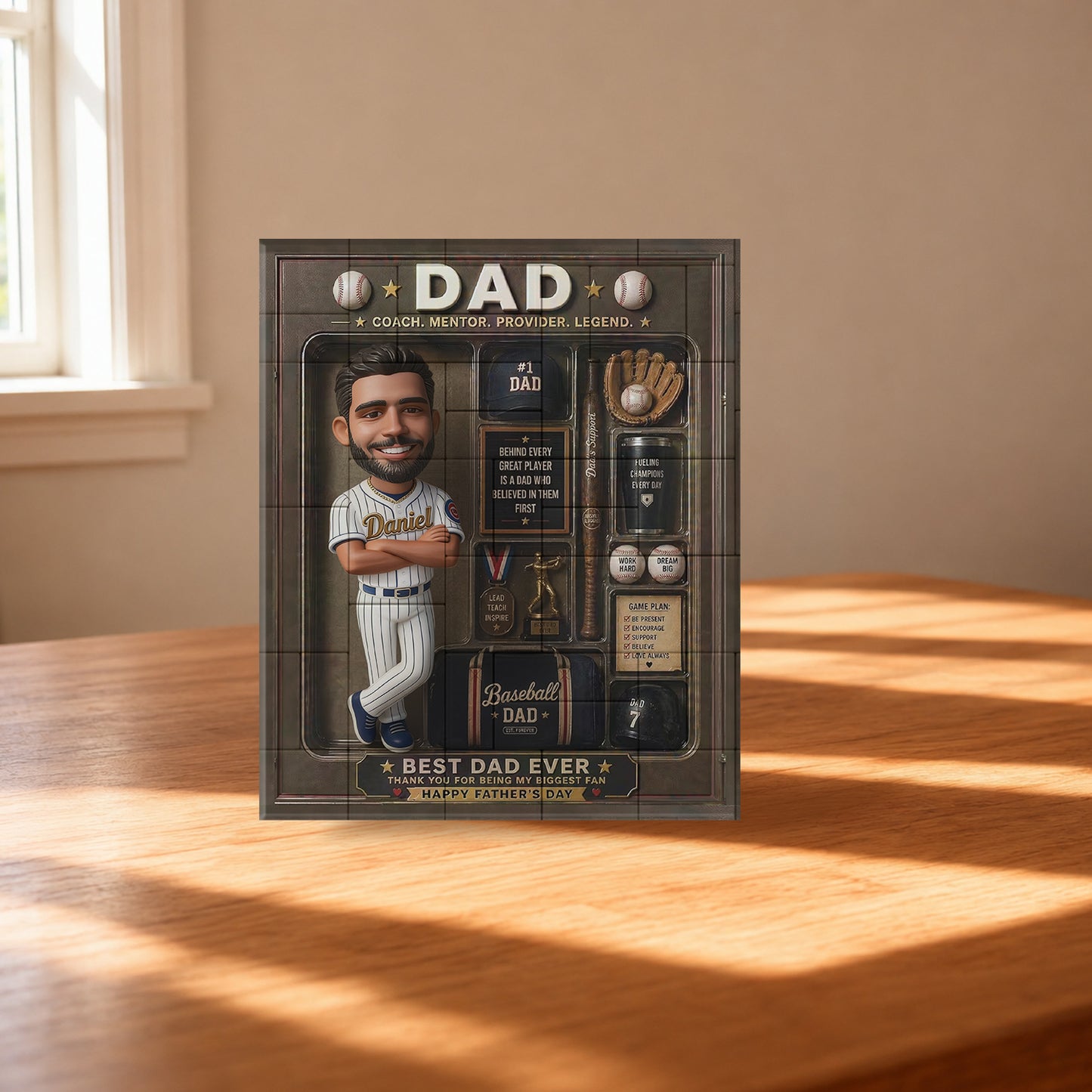 Bester Papa Aller Zeiten - Personalisierte Baseball-förmige Bauklötze