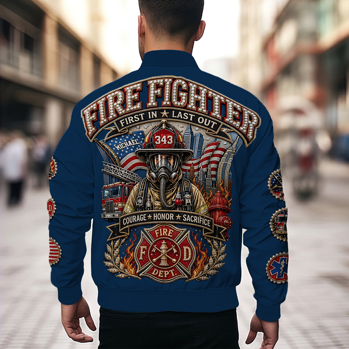 Fire Dept - Personalized Firefighter Bomber Jacket