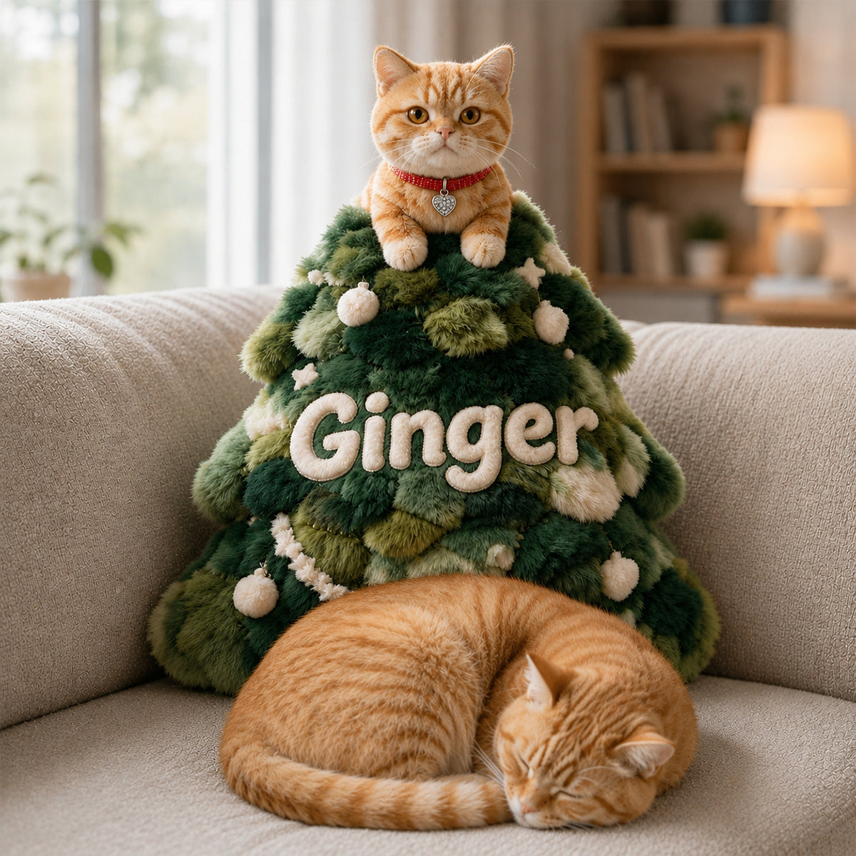 Meowy Christmas - Personalized Cat Premium Faux Fur Pillow