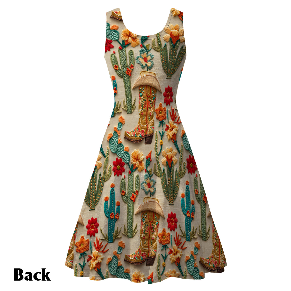 Cactus Cowgirl - Personalisiertes ärmelloses Cowgirl-Kleid